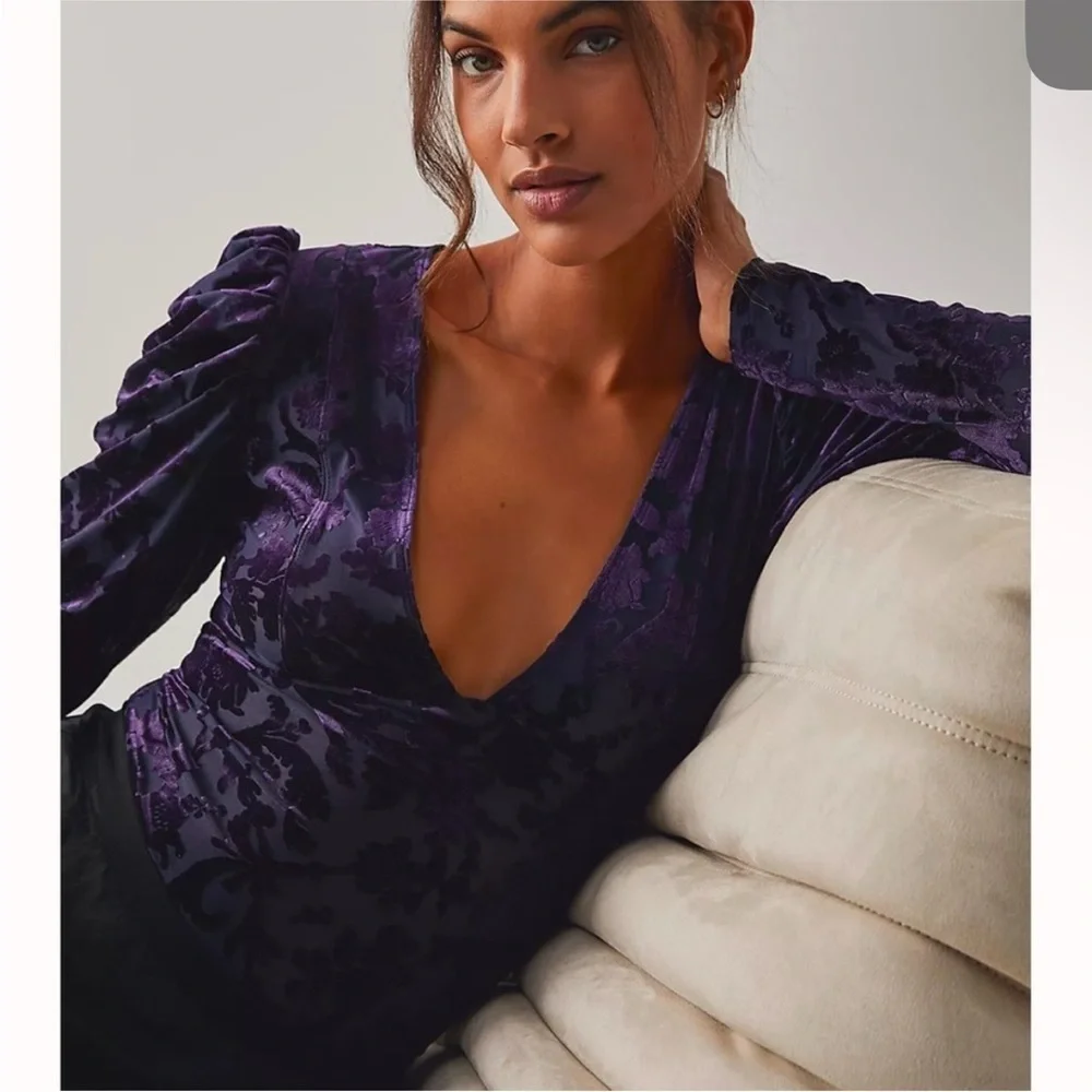 NWT Sexy Purple Velvet Bodysuit Small​​​